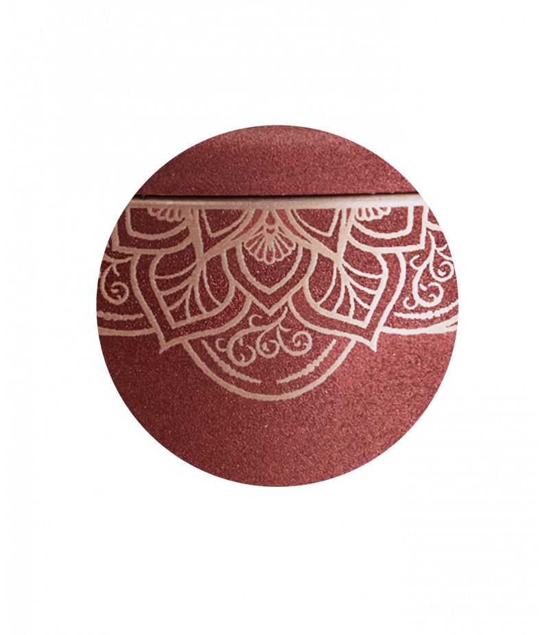 Edition Mandala, velvet rubin, Mandalamotiv umlaufend und Deckelmotiv